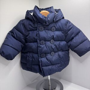 GAP Baby Navy Puffer Winter Hooded Jacket Size O - 6 Months Unisex NWOT (Bx 23)
